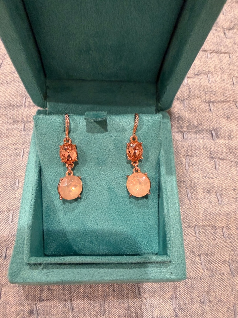 J. Crew Gold-Tone Drop Earrings with Peach Stones